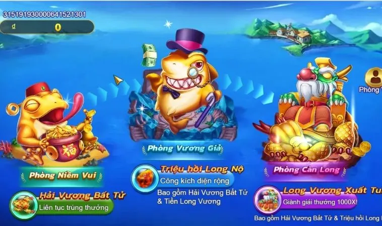 Hướng Dẫn Cách Chơi Bắn Cá Royal Fishing Tại U888 Dễ Thắng Nhất 2 Các phòng chơi trong Bắn Cá Royal Fishing tại U888