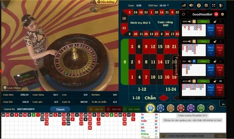 Bàn cược Roulette Nhà Cái U888